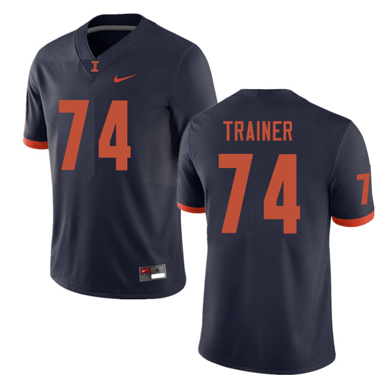 Men #74 Andrew Trainer Illinois Fighting Illini College Football Jerseys Sale-Navy